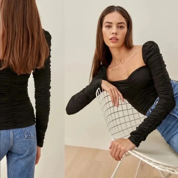 Reformation Esra Queen Anne Neck Top B1107 - Picture 3 of 7